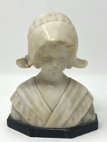An alabaster bust depicting an antique little girl dressed in Dutch folk costume - cz