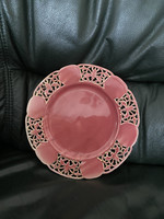 Zsolnay rózsaszín áttört tányér