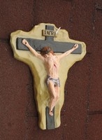 Old large wall plaster Jesus crucifix - cross - corpus