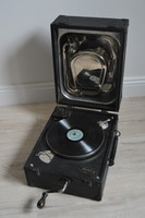 Antik Art Deco DECCA 33 felhúzós, hordozható Gramofon