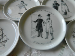 Fürstenberg significant (in traditional Hamburg costumes) small plate 5 pcs