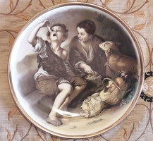 Piteevők festmény festésű porcelán tányér, dísztányér