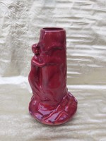 Zsolnay ökörvérmázas, szecessziós női alakos váza. 45 cm.