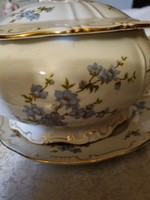Zsolnay  levesestál tányér   kék barack  virágos