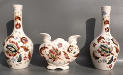 Antique Persian patterned porcelain vases 3 pcs.