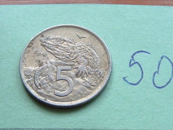 New Zealand new zealand 5 cent 1970 tuatara (bridge lizard), copper-nickel 50.