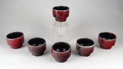 1G194 retro burgundy ox blood glazed ceramic bowl set of 6 pieces