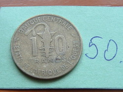 NYUGAT AFRIKA 10 FRANK FRANCS 1969 (c+o)  Alumínum-Nikkel-Bronz 50.