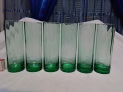 Retro, hat darabos, zöld színű cső pohár készlet