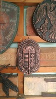 Rare large 28cm metal casting valiant order Hungarian valiant coat of arms shield heat resistant furnace gate ornament