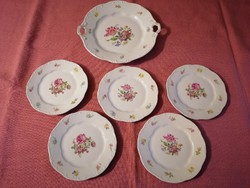 Zsolnay floral pattern cake set
