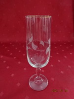Glass champagne glass with leaf pattern, height 17 cm. He has!