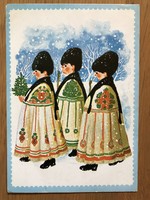 Aranyos Karácsonyi képeslap - Kecskeméty Károly grafika