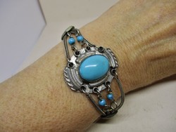 Beautiful old silver bracelet with turquoise stones