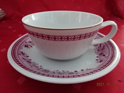Hollóház porcelain teacup + placemat, pink pattern. He has!
