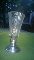 Leaded crystal vase with silver base flawless beautiful pcs.