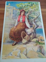 Antique postcard, Croatian folk song (1915)
