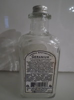 Medicine bottle - 14 x 6 x 6 cm - geranium - with metal cap - German - perfect