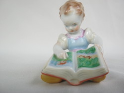 Retro ... Herendi porcelán képes könyvet nézegető kislány