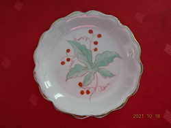 Aquincum porcelain centerpiece with green leaf pattern, diameter 9.5 cm. He has!