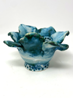Beneficial Elizabeth Turquoise Blue Flower Shaped Bowl - cz