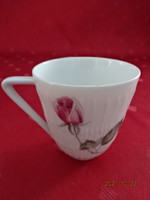 Hutschenreuther German porcelain coffee cup with rose pattern. He has!