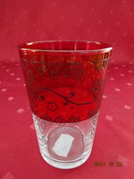 Glass cup with printed pattern, the upper part is painted burgundy, height 10 cm. He has!