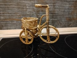 Rattan reed tricycle table decoration in flowerpot