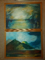 H.Gy. Signed painting pair, 50x70 + frame, ready for wall