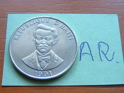 Haiti 20 centimes 1991 copper-nickel, charlemagne péralte, mint, llantrisan #ar