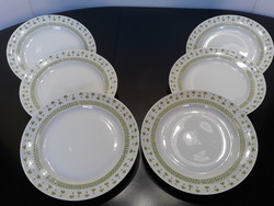 6 db Alföldi porcelán lóherés / petrezselymes lapos tányér