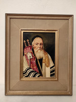 Festmény zsidó ünnep vallási jelenet tóratekercs imasál 73