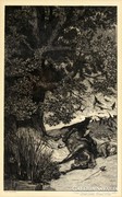 1881. Max Klinger Bukott Lovas 49x35cm Intermezzi Opus IV. Rézkarc | Gefallene Reiter Fallen Rider