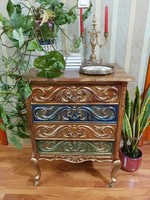4 Drawer individually painted baroque chest of drawers