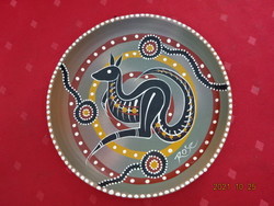 Hand-painted terracotta centerpiece with rose mark, made by Australian natives. He has!