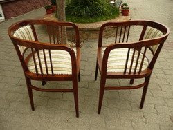 Restaurált, hibátlan kárpitos, eredeti antik szecessziós karfás szék pár / fotel