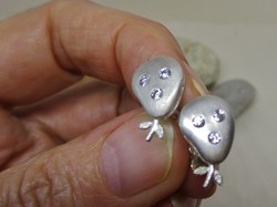 Beautiful handmade silver earrings with white stones