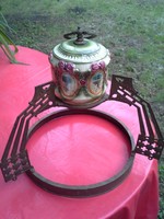 Antique, majolica insert, kerosene lamp + shade, for renovation! Even cheaper!
