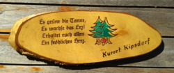 Also for Christmas! Retro ddr! Lacquered wooden board, German language, pine tree, - resort Kipsdorf monument