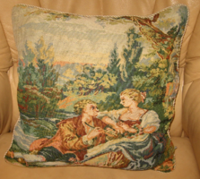 Tapestry decorative pillow with rococo pattern