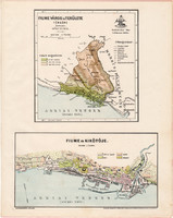 Fiume térképek 1899 (2), atlasz, Gönczy Pál, 24 x 30, Magyarország, város, kikötő, területe, térkép
