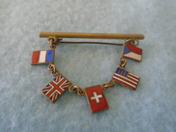 Antique military original badge with fire enamel flags