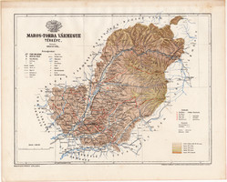 Maros - Torda vármegye térkép 1899 (2), atlasz, Gönczy Pál, 24 x 30, Magyarország, megye, járás