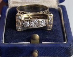 1 Forintról! Antik 14 karátos Arany gyűrű 0,70 karát Hófehér régi csiszolású Briliánssal. 6,5 gramm!