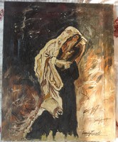 Árpád Feszty (1856 - 1914) oil / canvas painting - blacksmith woman