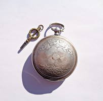 19. századi angol ezüst kulcsos zsebóra, működik