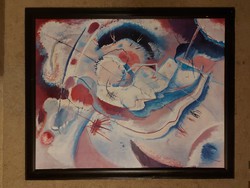 Hatalmas Kandinsky poszter fa keretben, 90x114/103x126 cm, üveg nincs.