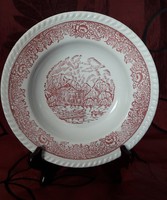 Francia piros fajansz porcelán tányér