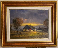 Bán Tibor téli alkony festménye.