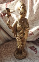 Spártai nő - hatalmas réz gyertyatartó szobor - figurális gyertyatartó kandeláber